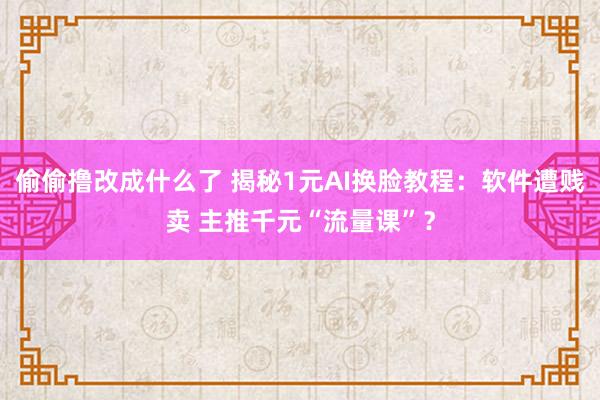 偷偷撸改成什么了 揭秘1元AI换脸教程：软件遭贱卖 主推千元“流量课”？